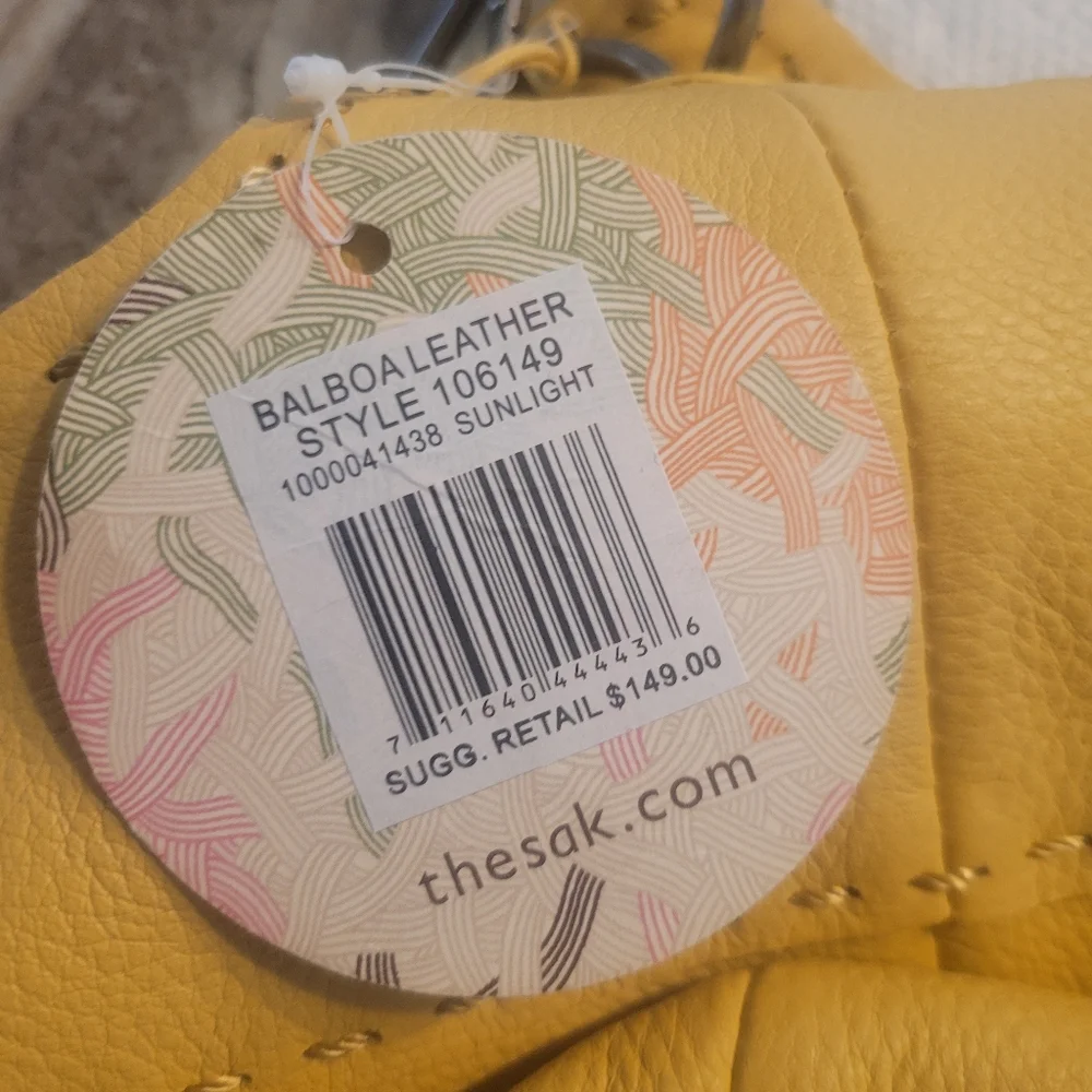 The Sak Yellow Leather Shoulder Bag with Brown Handles - Picture 10 of 11